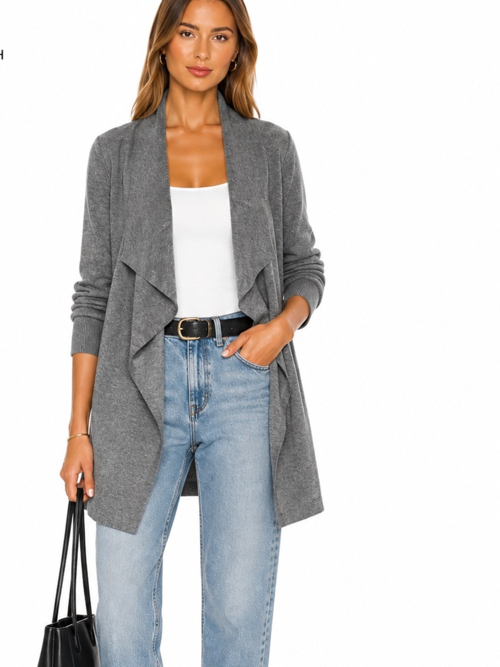 Theory Gray Draped Open-Front Women’s Sweater